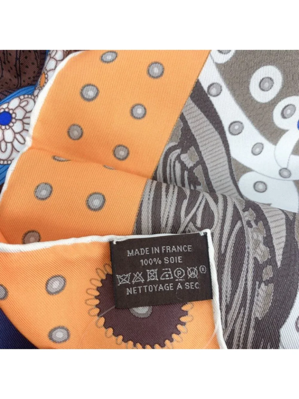 Hermes Carre 90 Selle de Dignitaire Dignitary's Saddle Orange Blue Scarf Silk - Picture 6 of 7